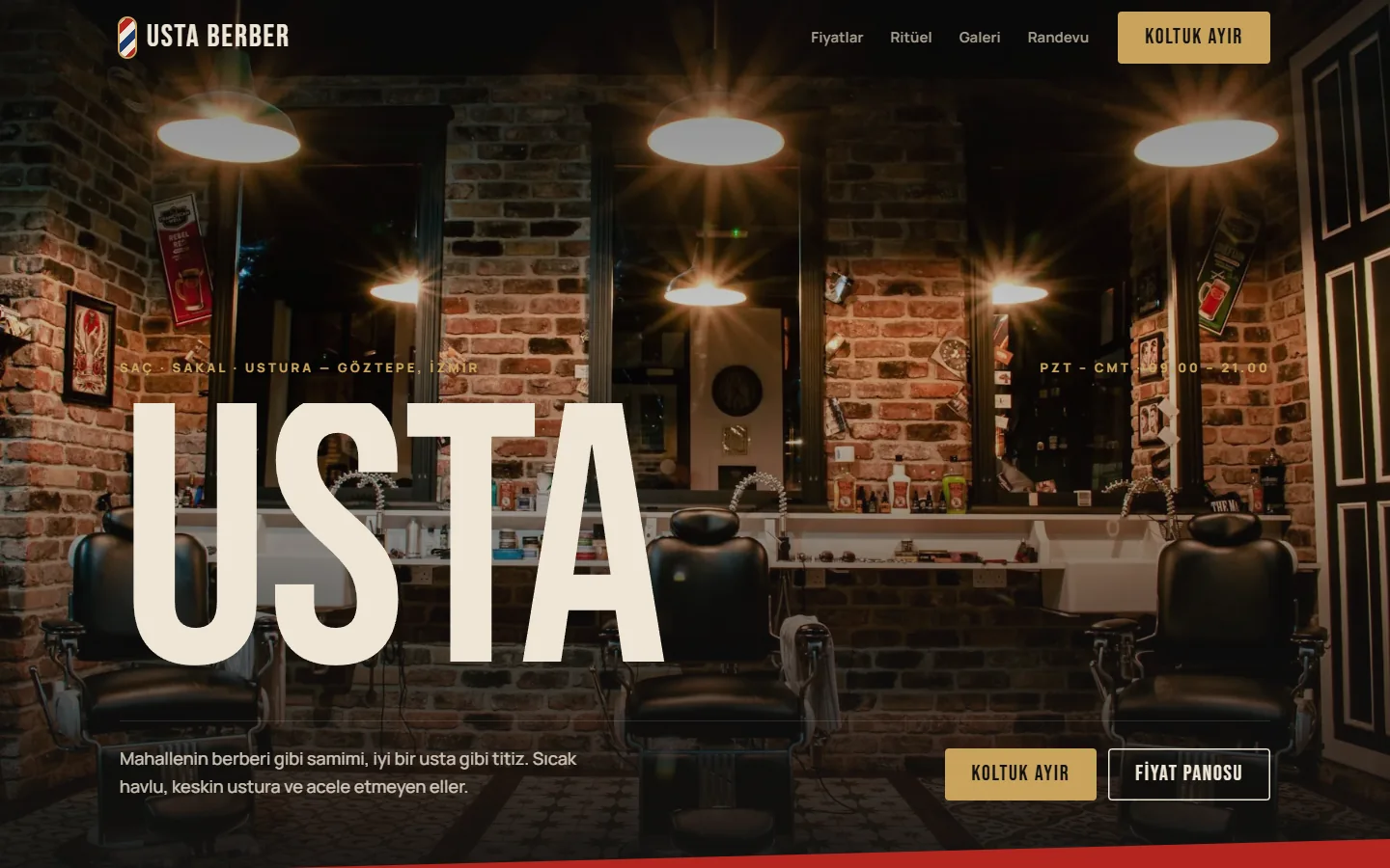 Usta Berber konsept web sitesi