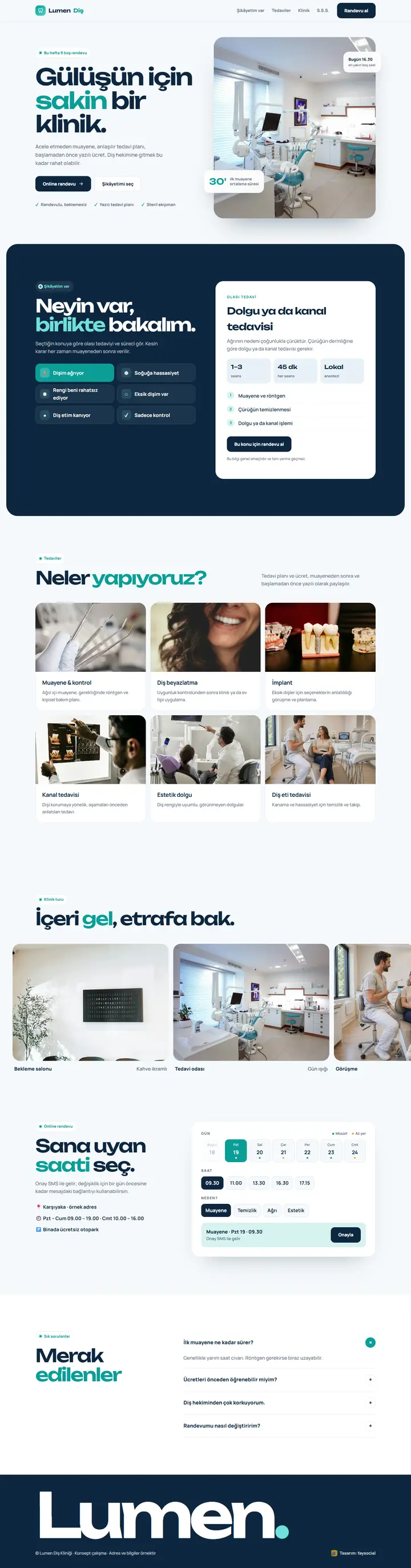 Lumen Diş Kliniği web sitesinin tam sayfa görünümü