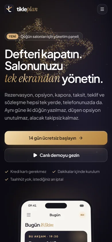 tikleplan telefon görünümü